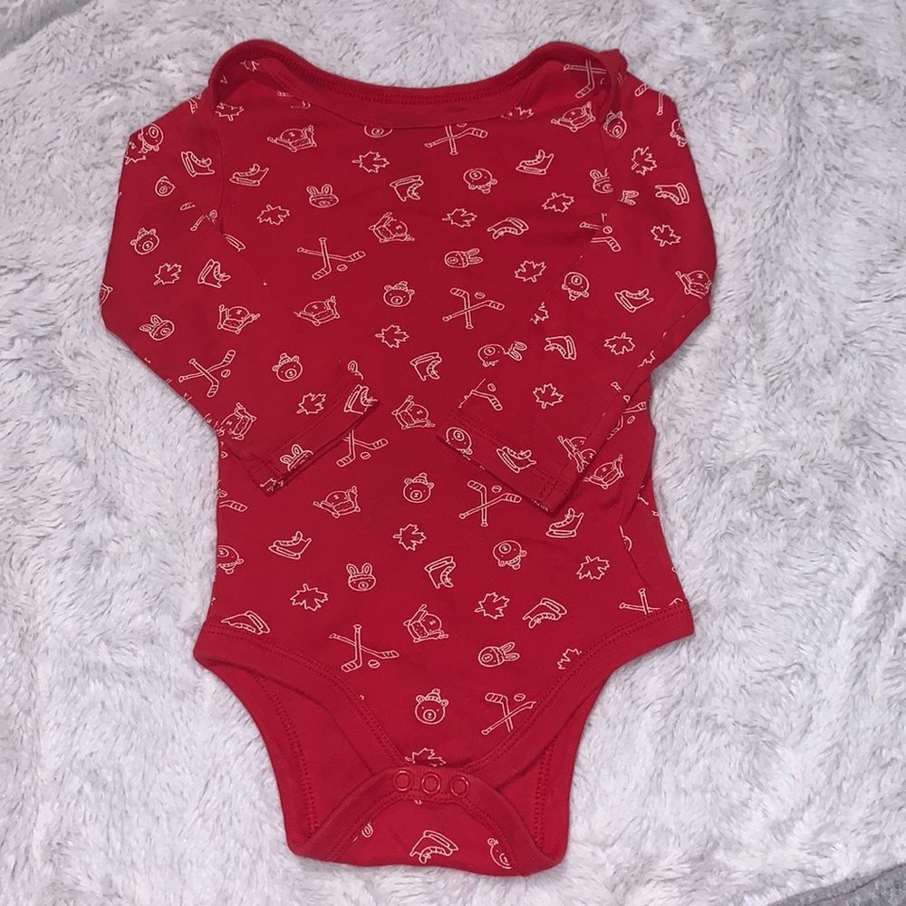(3 for $10) joe fresh 12-18 month red hockey bodysuit